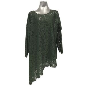 Plus Size 22W  Crochet Lace Asymmetrical Hem Tunic Top with Slip Fairy Festive